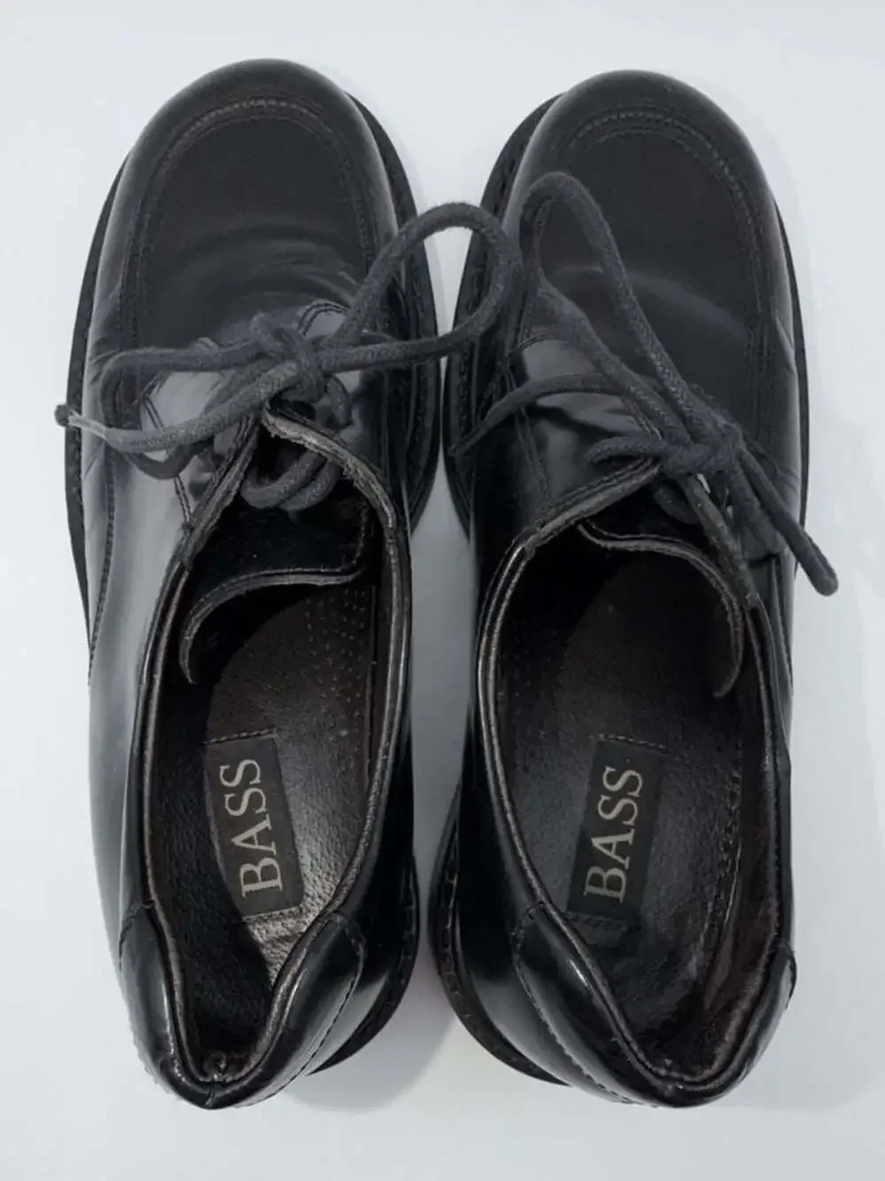 Bass Black Leather Square Toe Lace-Up Derby Oxford Shoes Men's Size 5